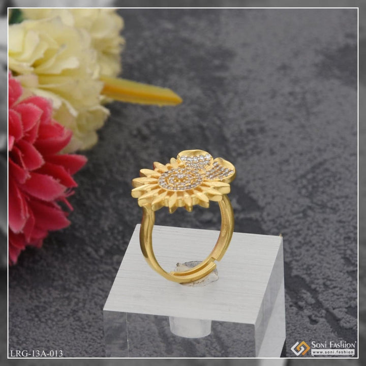 1 Gram Gold Plated With Diamond Sparkling Design Ring For