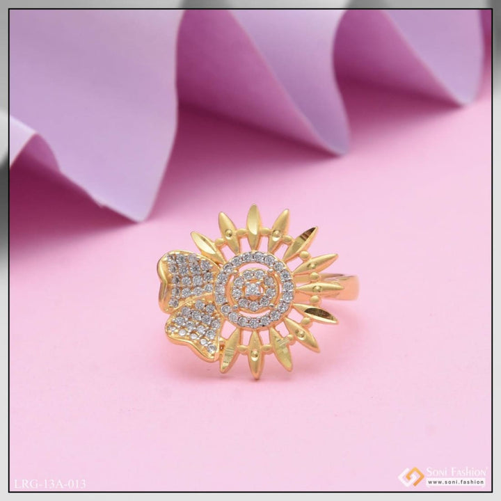 1 Gram Gold Plated With Diamond Sparkling Design Ring For