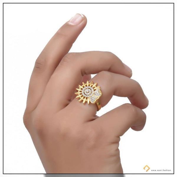 1 Gram Gold Plated With Diamond Sparkling Design Ring For