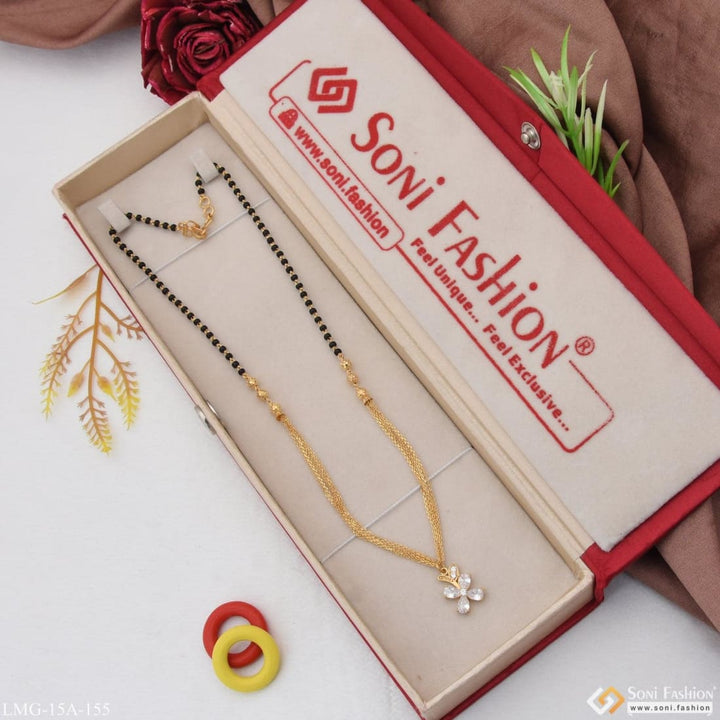 1 Gram Gold Plated With Diamond Stunning Design Mangalsutra