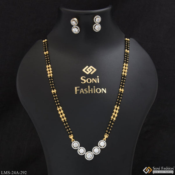 1 gram gold plated with diamond new style mangalsutra set