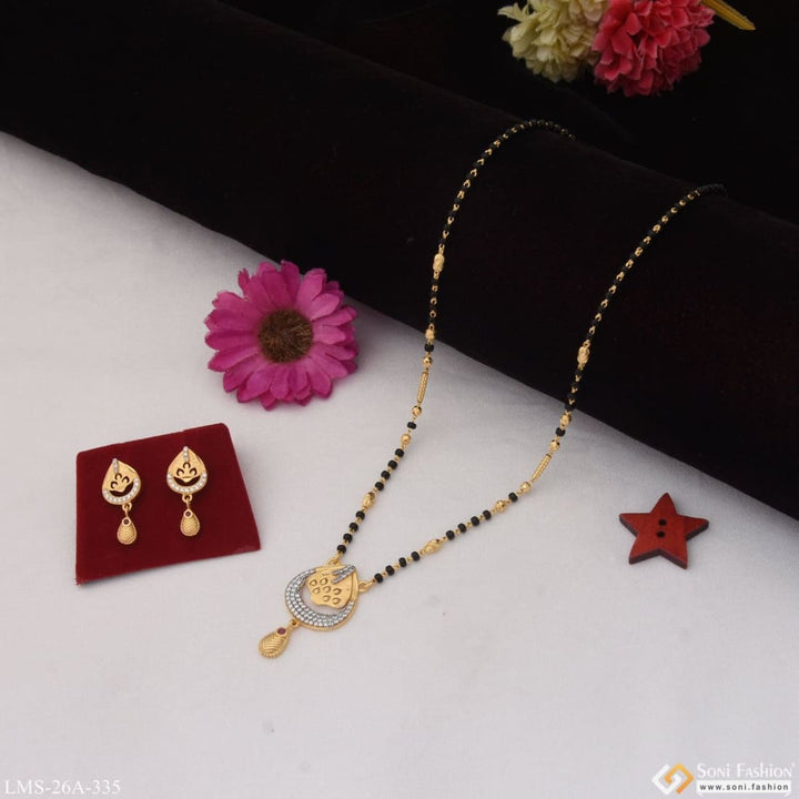 1 Gram Gold Plated With Diamond New Style Mangalsutra Set