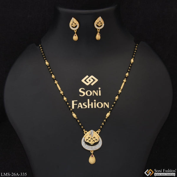 1 Gram Gold Plated With Diamond New Style Mangalsutra Set