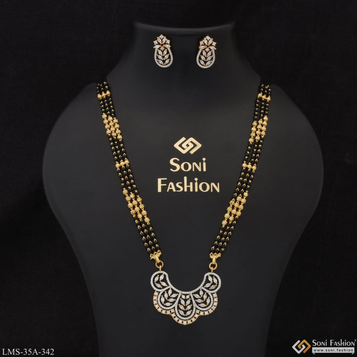 1 Gram Gold Plated With Diamond New Style Mangalsutra Set