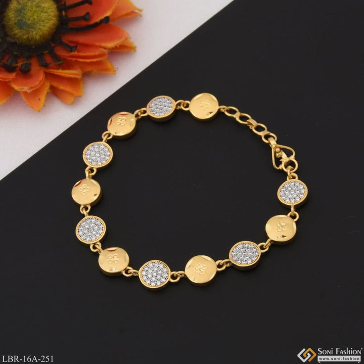 1 Gram Gold Plated With Diamond Superior Quality Bracelet