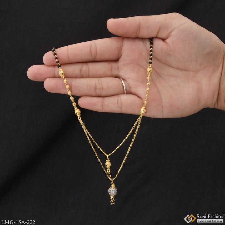 1 Gram Gold Plated With Diamond Unique Design Mangalsutra