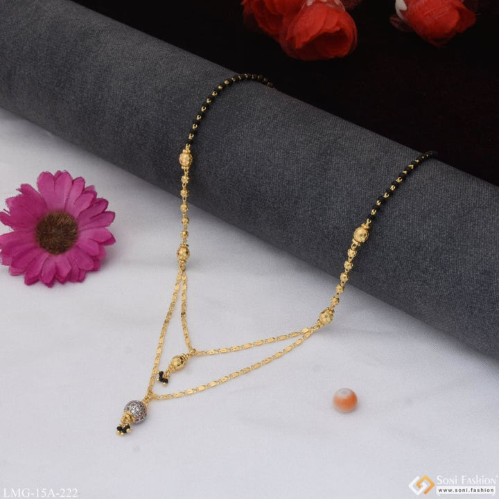 1 Gram Gold Plated With Diamond Unique Design Mangalsutra