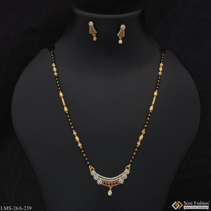 1 Gram Gold Plated With Diamond Unique Design Mangalsutra