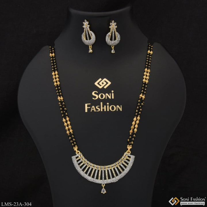 1 Gram Gold Plated With Diamond Unique Design Mangalsutra