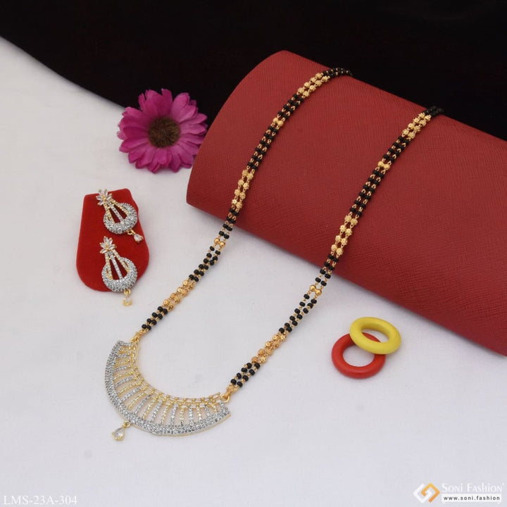 1 Gram Gold Plated With Diamond Unique Design Mangalsutra