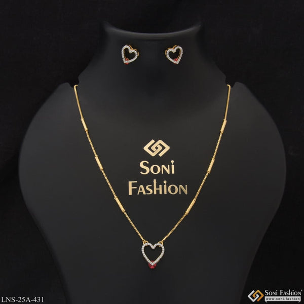 1 Gram Gold Plated With Diamond Unique Design Necklace Set