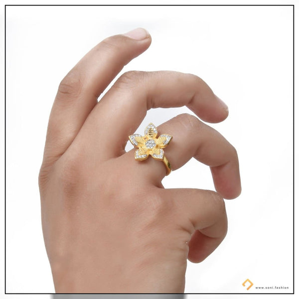 1 Gram Gold Plated Flower With Diamond Beautiful Design