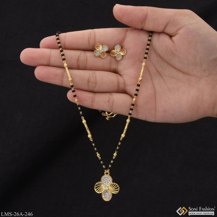 1 gram gold plated flower exclusive design mangalsutra set