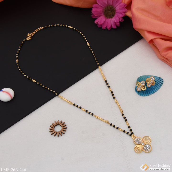 1 gram gold plated flower exclusive design mangalsutra set