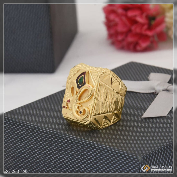 1 Gram Gold Plated Ganesha Stylish Design Best Quality Ring