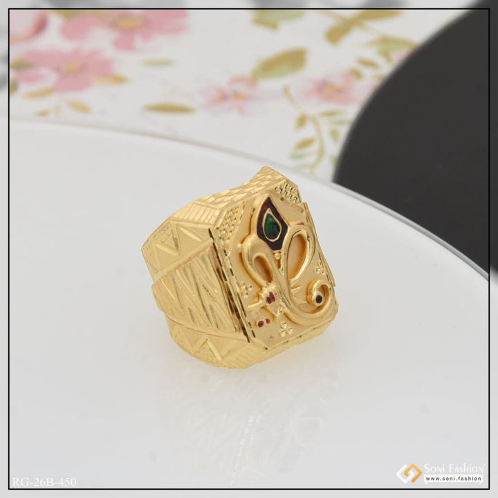 1 Gram Gold Plated Ganesha Stylish Design Best Quality Ring