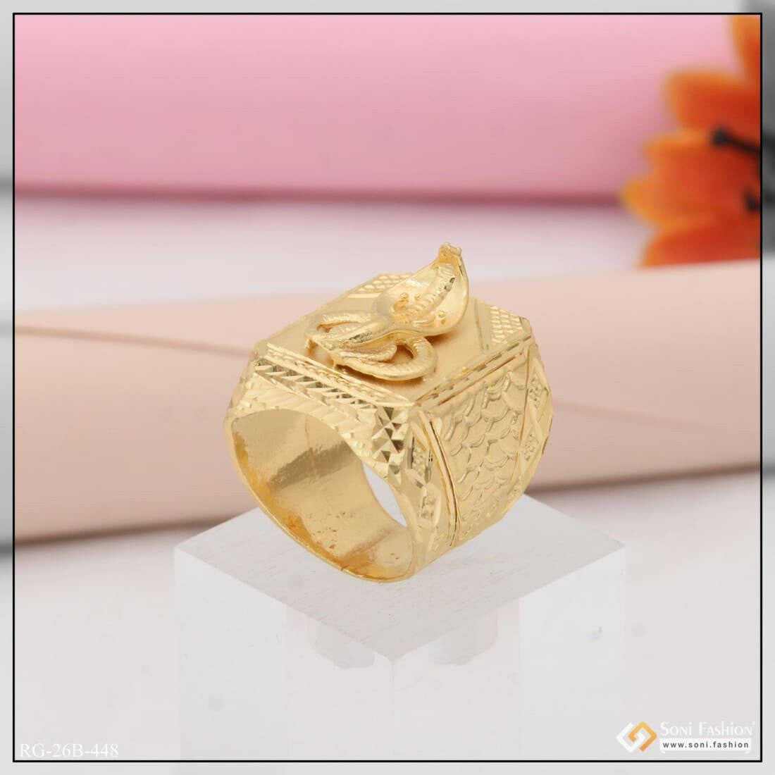 1 gram gold plated goga maharaj attention getting design ring men style b448 soni fashion 248