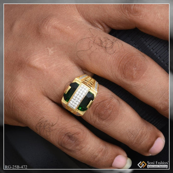 1 Gram Gold Plated Green Stone With Diamond Awesome Design