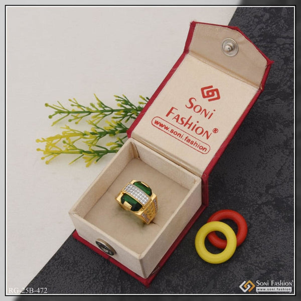 1 Gram Gold Plated Green Stone With Diamond Awesome Design