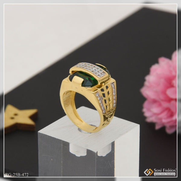 1 Gram Gold Plated Green Stone With Diamond Awesome Design