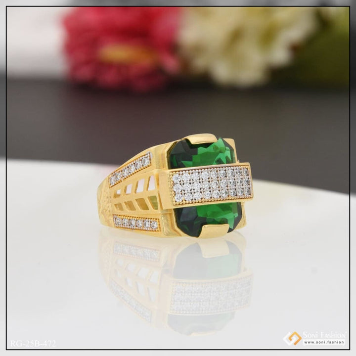 1 Gram Gold Plated Green Stone With Diamond Awesome Design