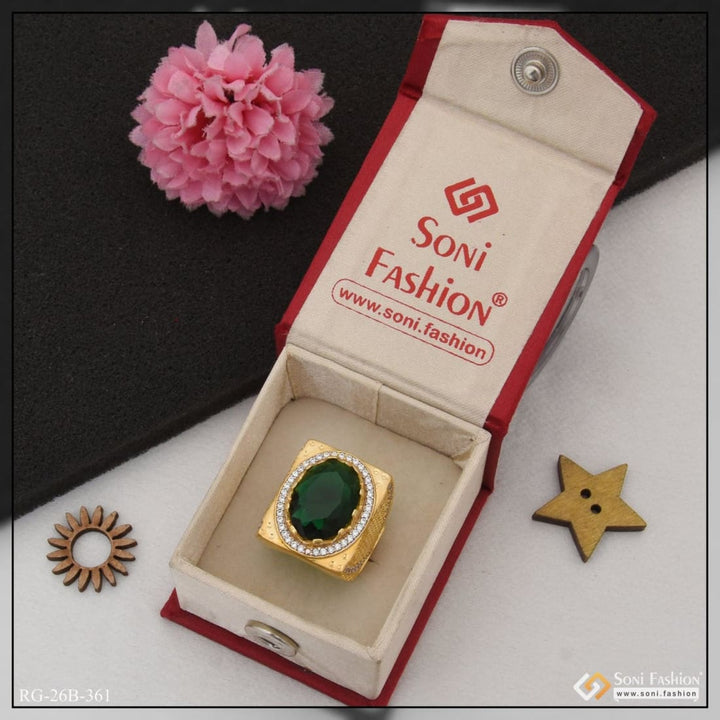 1 gram gold plated green stone with diamond best quality