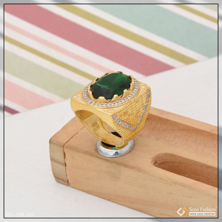 1 gram gold plated green stone with diamond best quality