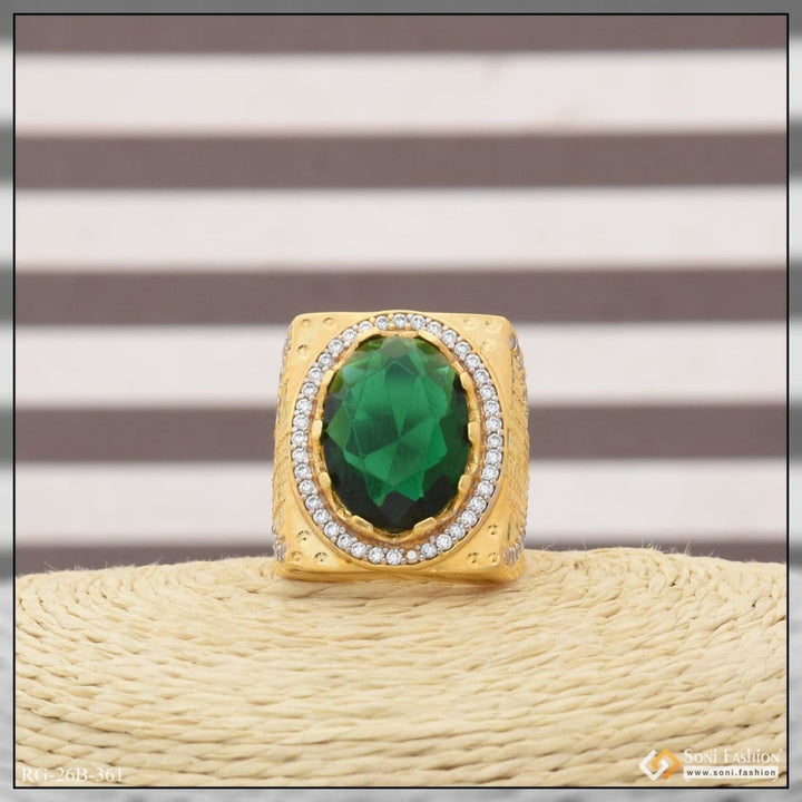 1 gram gold plated green stone with diamond best quality