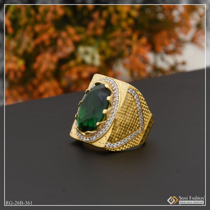 1 gram gold plated green stone with diamond best quality