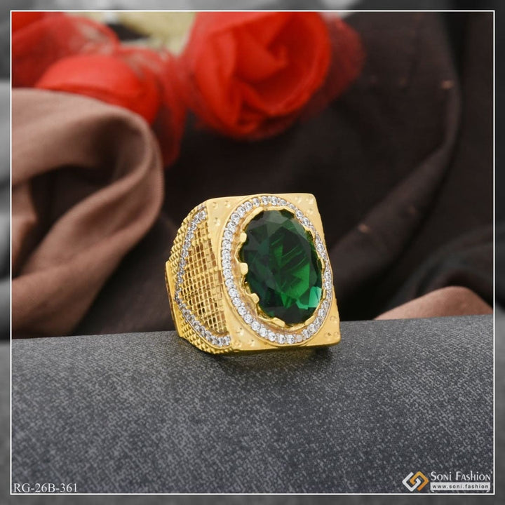 1 gram gold plated green stone with diamond best quality