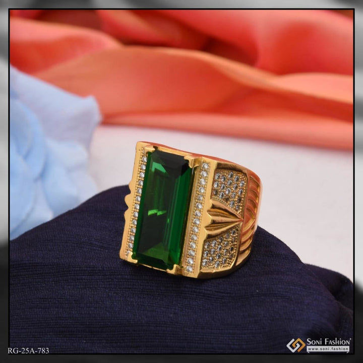 1 gram gold plated green stone with diamond funky design