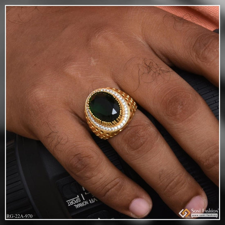 1 gram gold plated green stone with diamond glamorous design