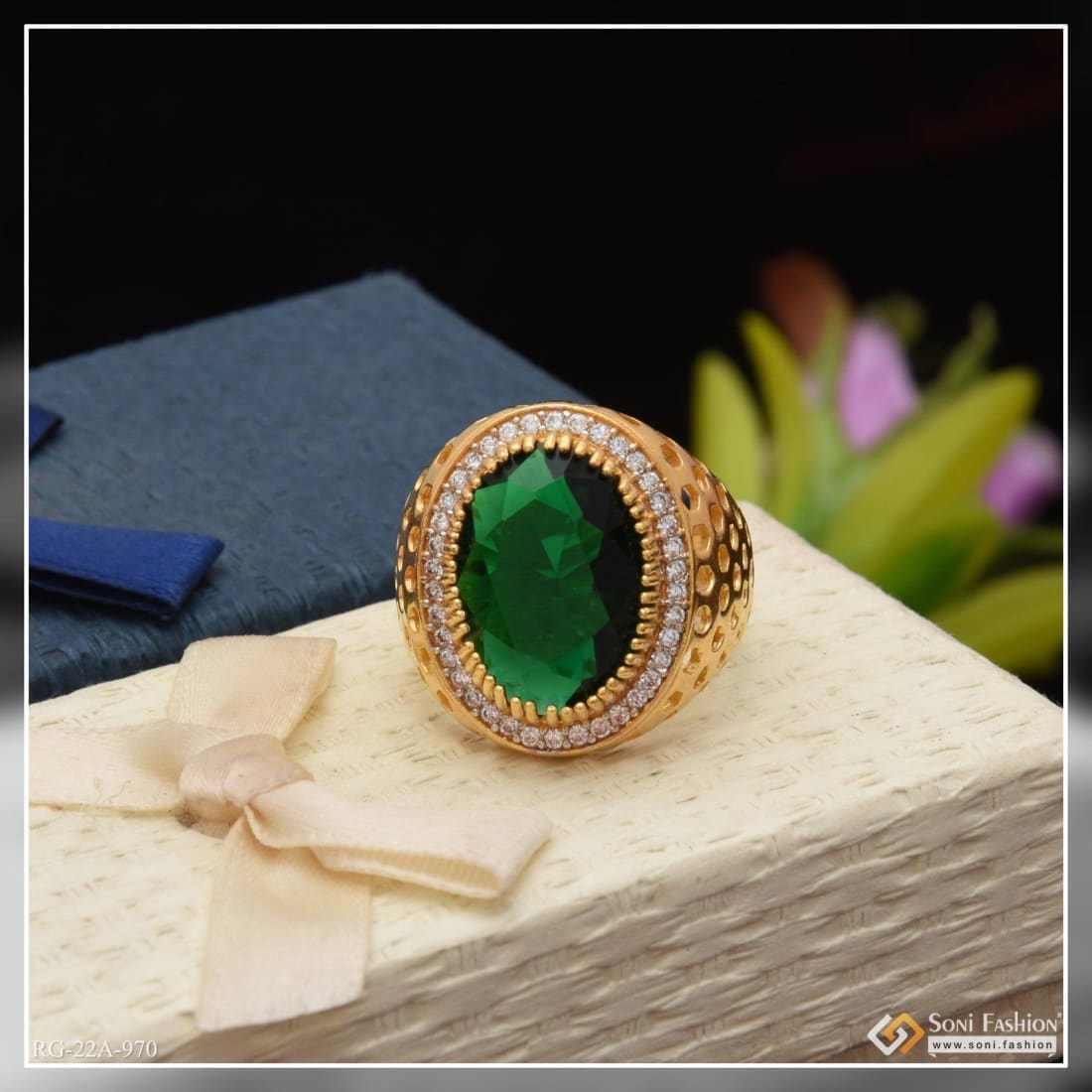 Big green stone ring store