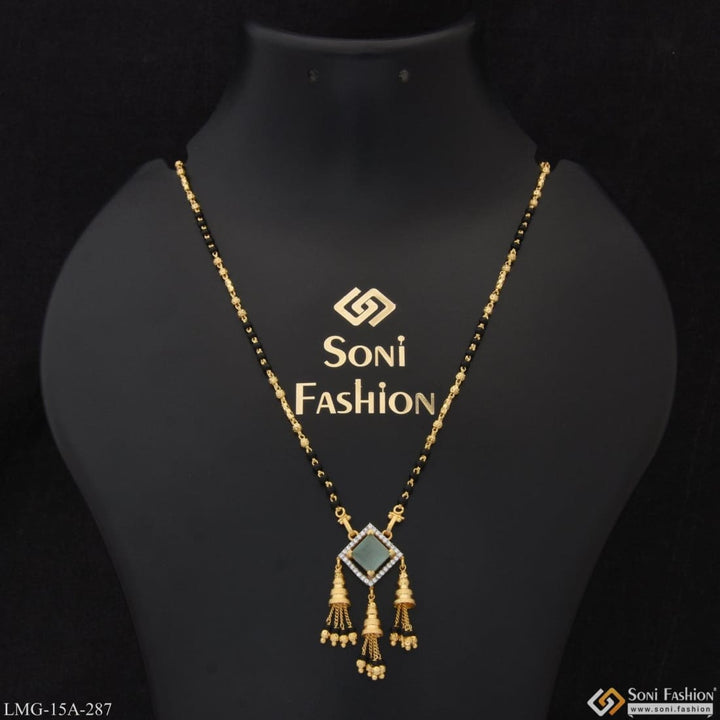 1 gram gold plated green stone stunning design mangalsutra