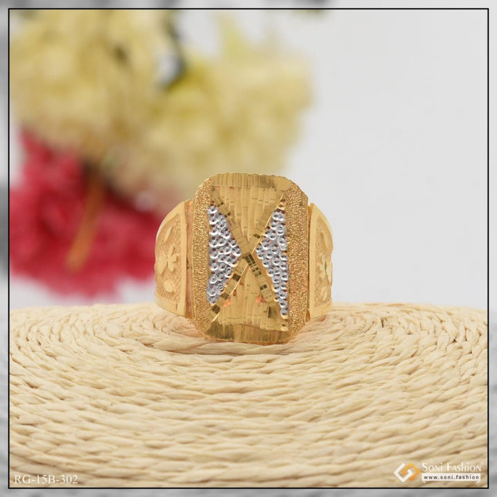 1 gram gold plated hand-crafted delicate design ring for men