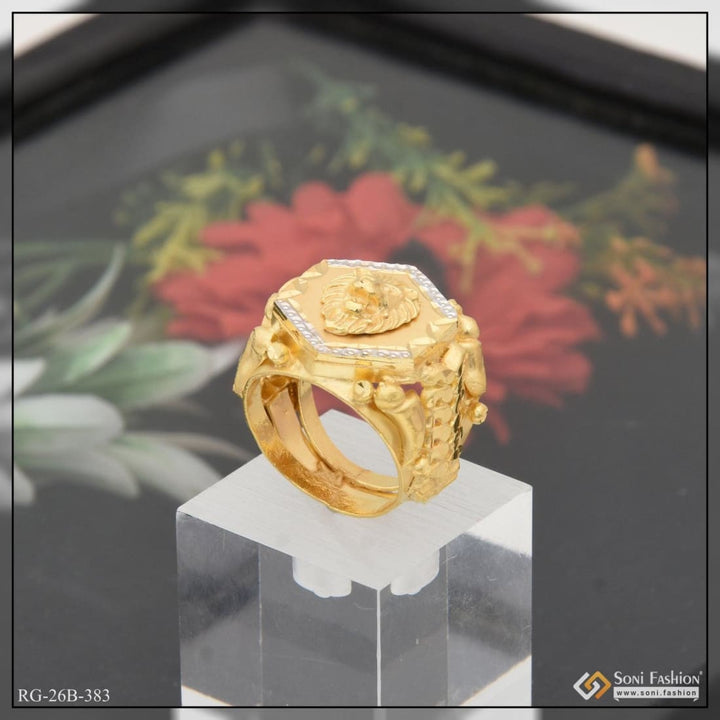 1 gram gold plated handmade lion finely detailed design ring