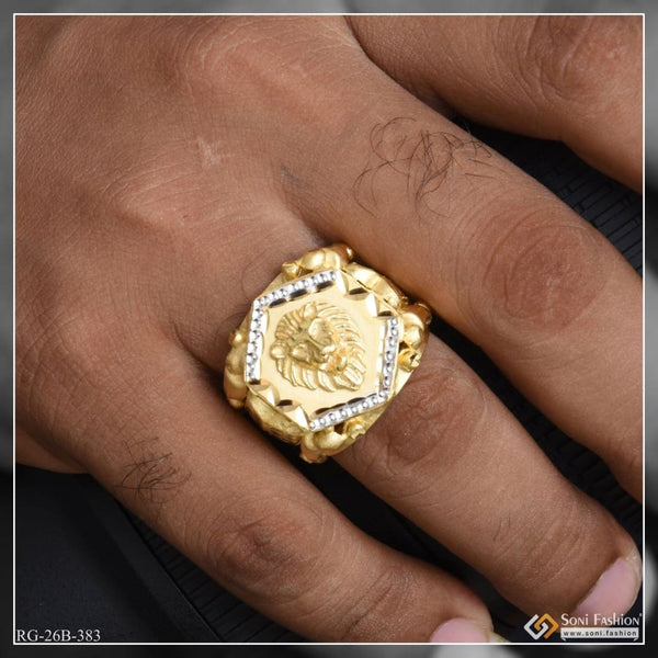 1 gram gold plated handmade lion finely detailed design ring