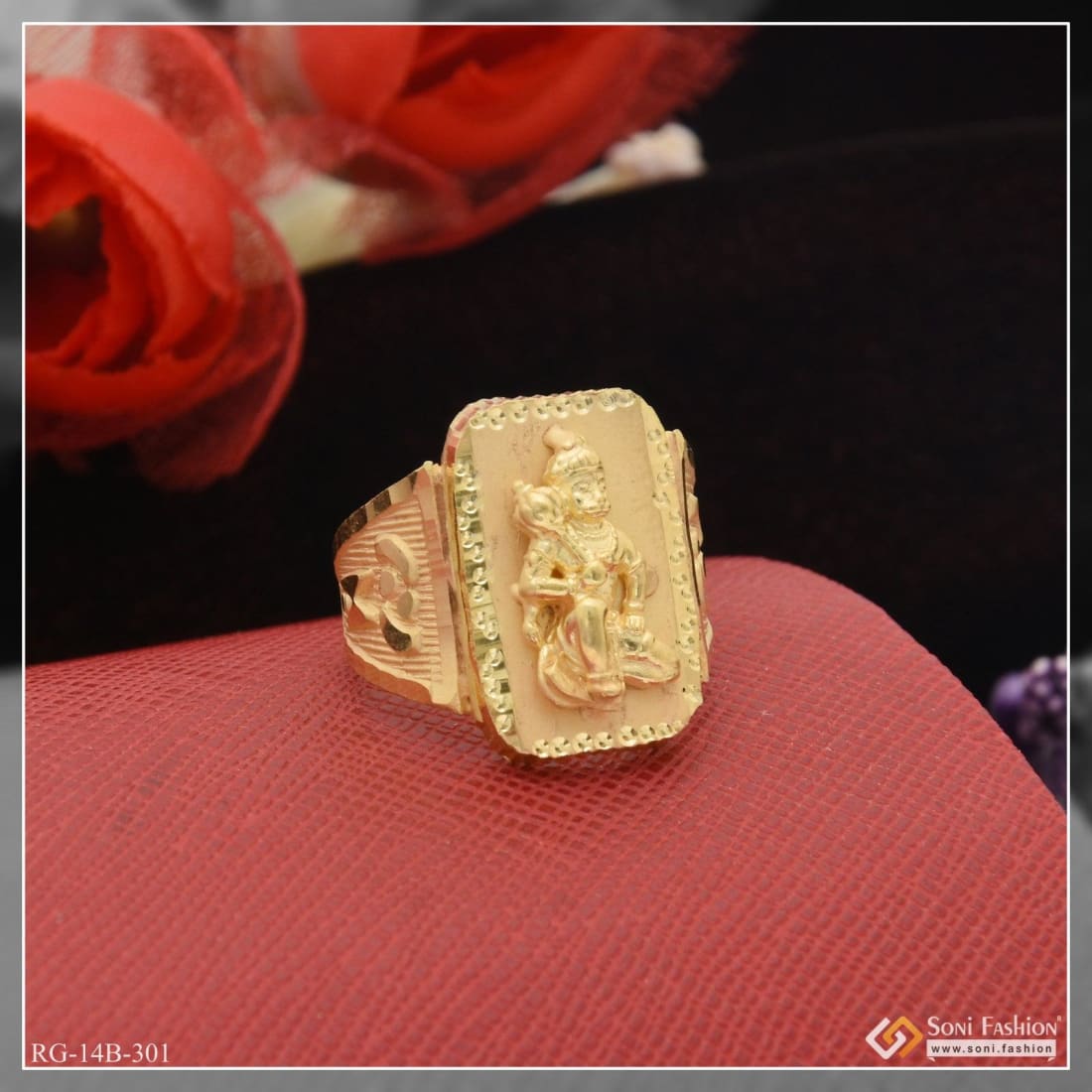 Premium Photo | Illustration of complete hanuman ji scriptures on Gold ring