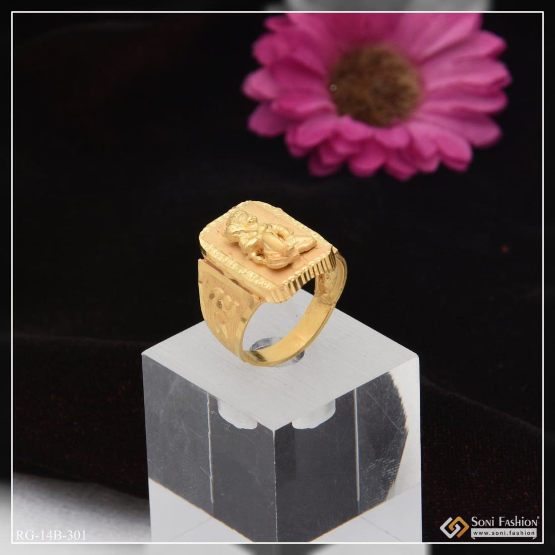 22K Gold 'Hanumanji' Ring For Men - 235-GR5550 in 8.300 Grams