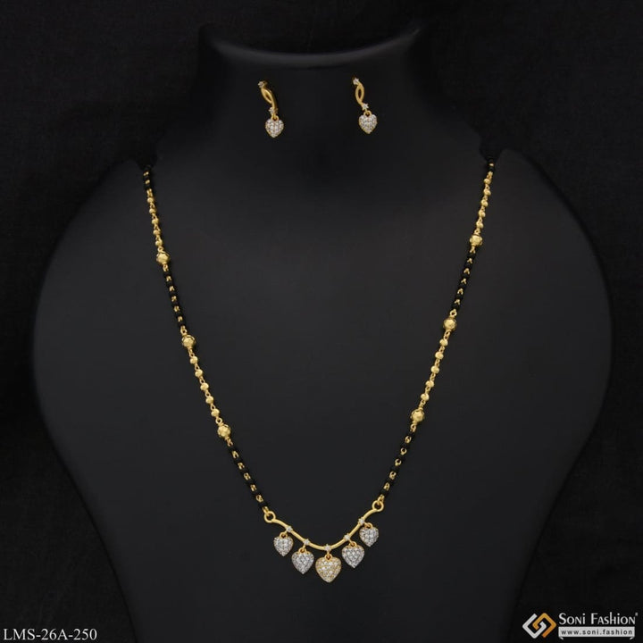 1 Gram Gold Plated Heart Charming Design Mangalsutra Set