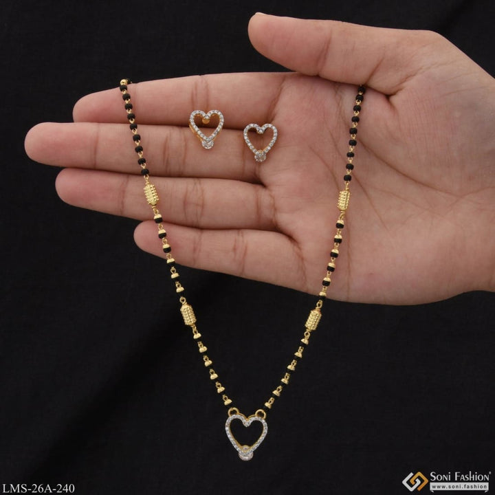 1 gram gold plated heart with diamond designer mangalsutra