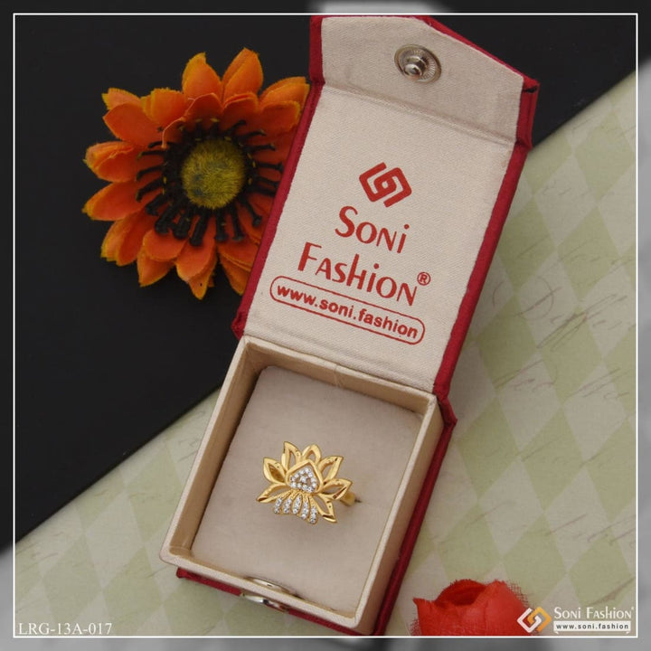 1 gram gold plated heart on flower with diamond designer