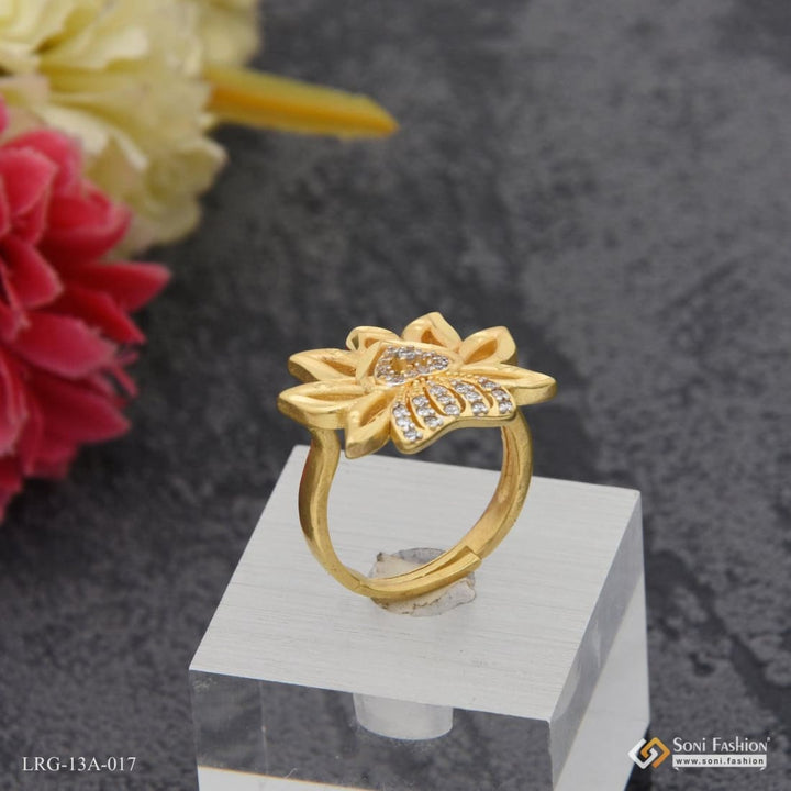 1 gram gold plated heart on flower with diamond designer