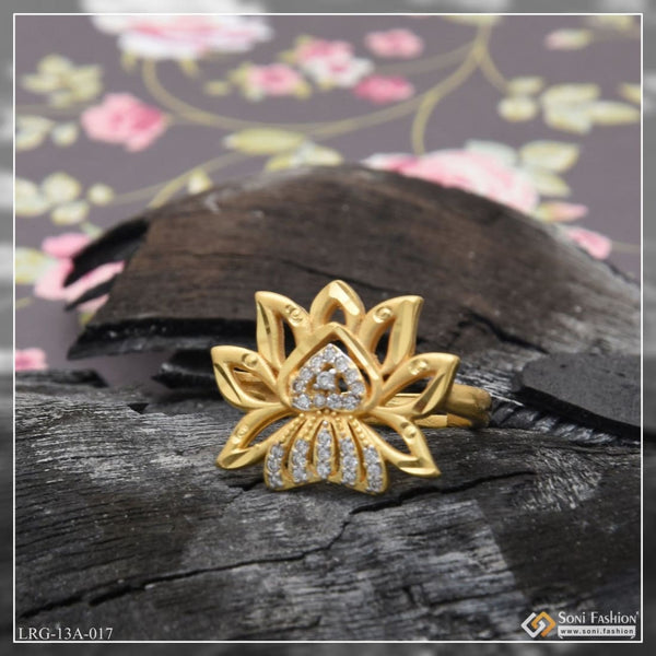 1 gram gold plated heart on flower with diamond designer