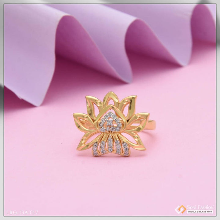 1 gram gold plated heart on flower with diamond designer