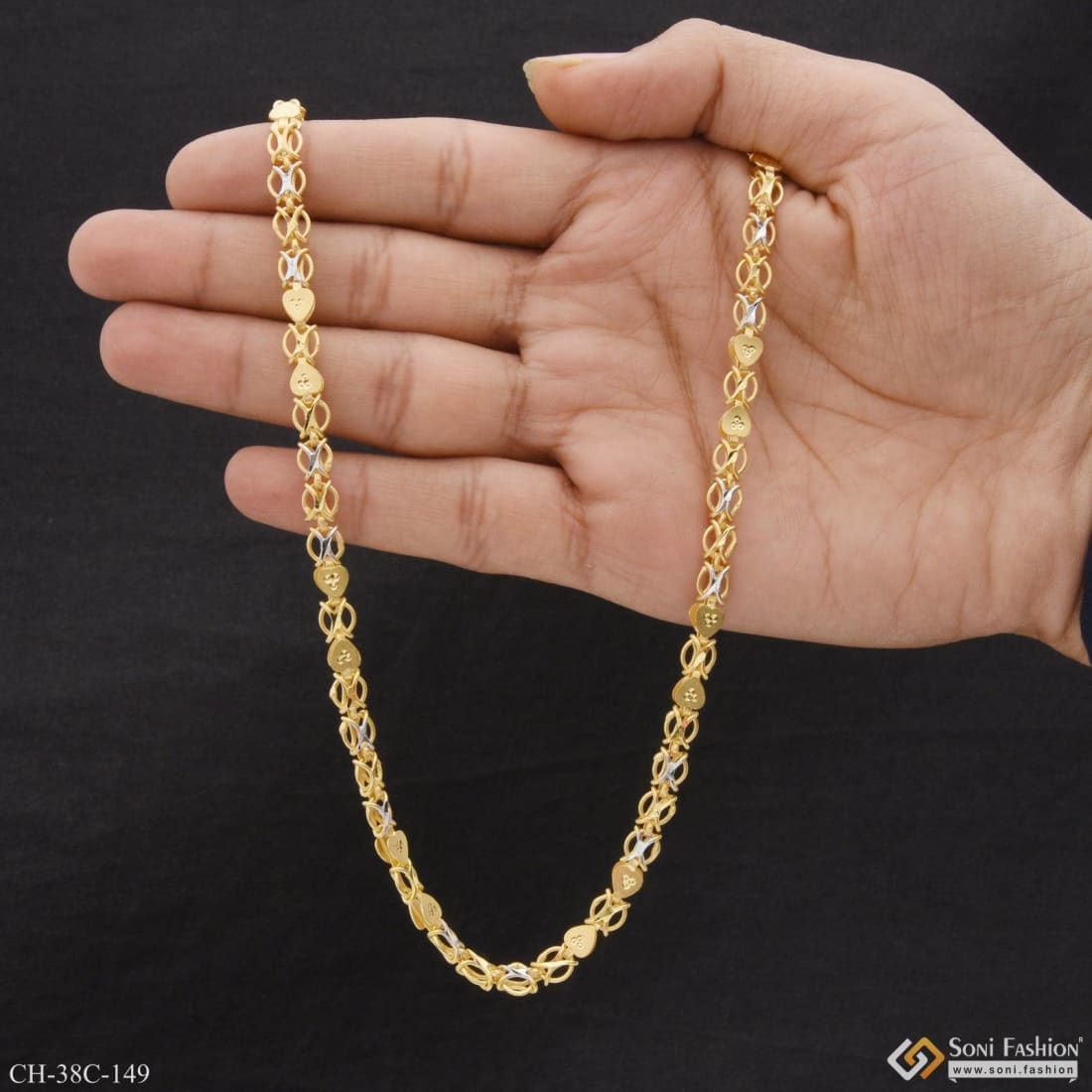 1 Gram Gold Forming Heart Shape Sophisticated Design Chain for Men