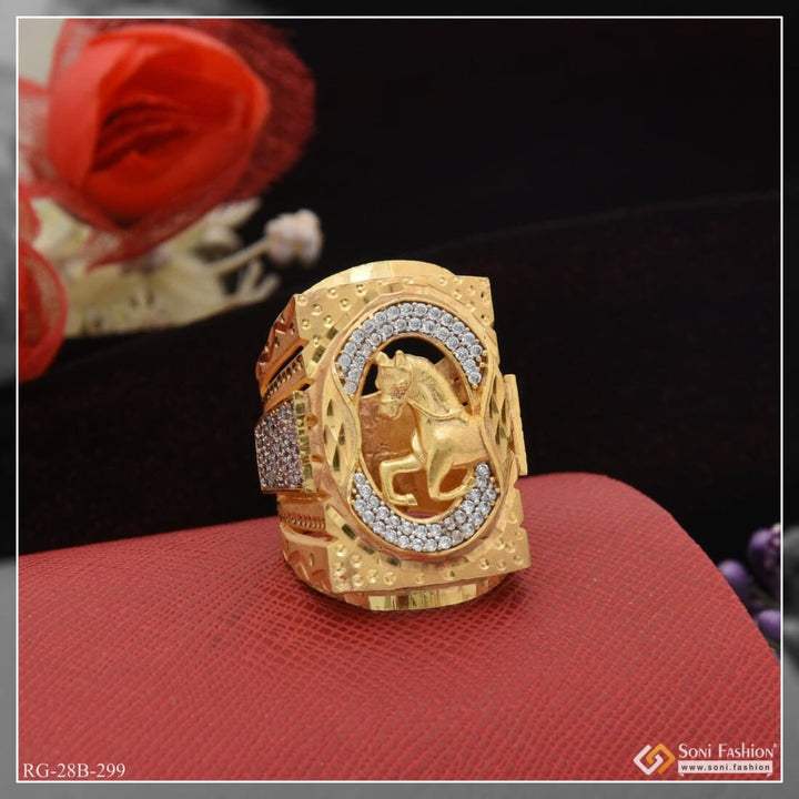 1 Gram Gold Plated Horse With Diamond Glittering Design