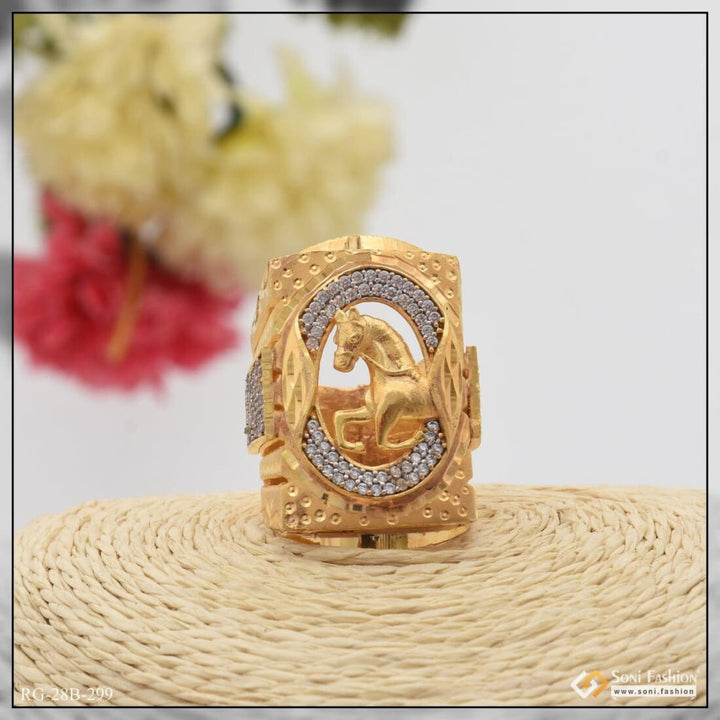 1 Gram Gold Plated Horse With Diamond Glittering Design