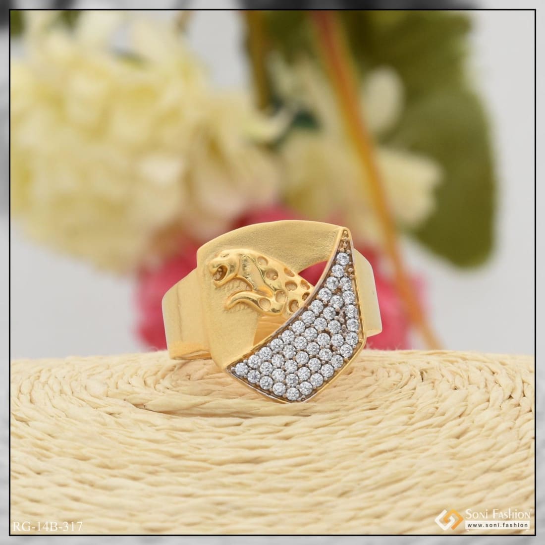 1 gram gold plated with diamond brilliant design ring for ladies - – Soni  Fashion®