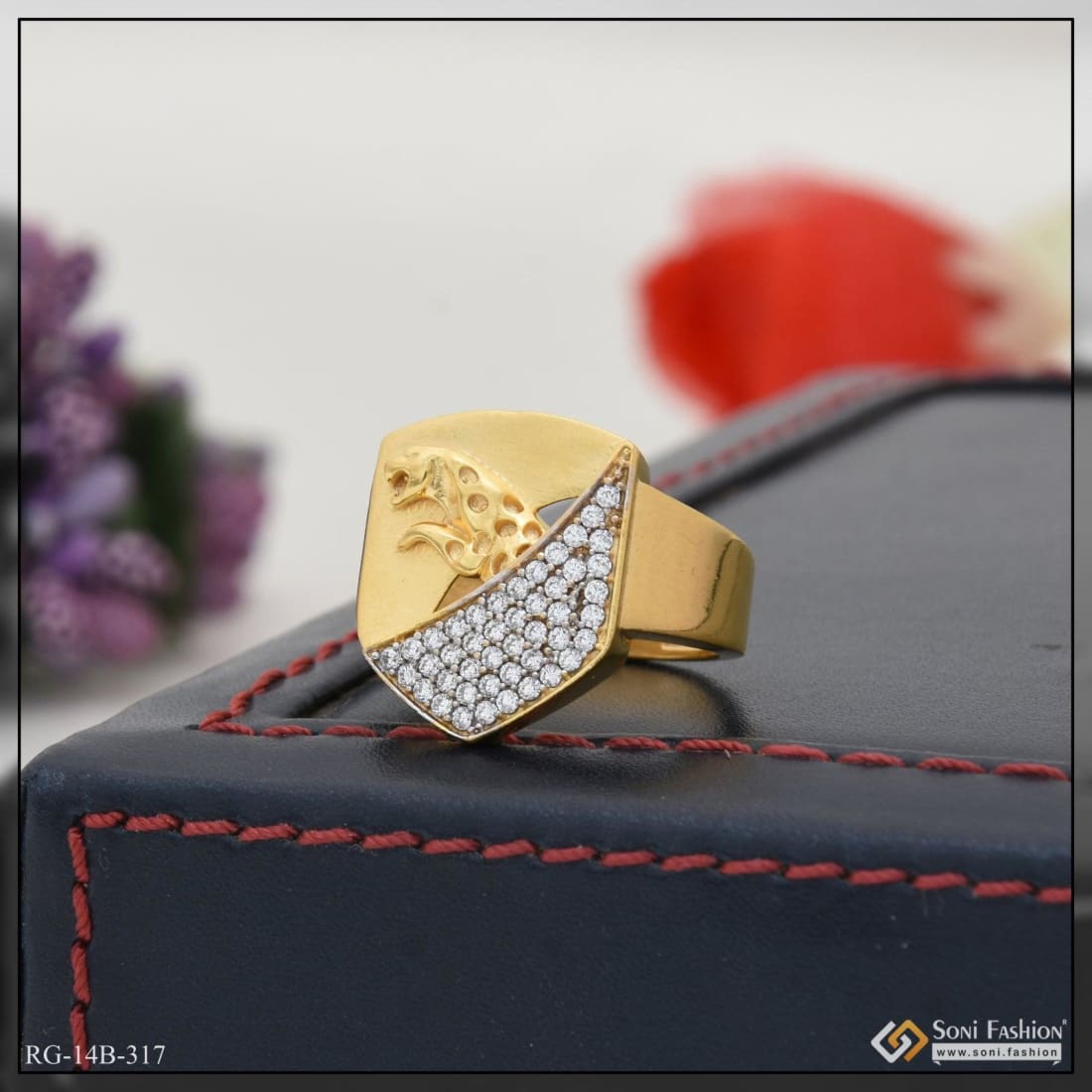 Manufacturer of 916 gold jaguar ring for men kdj-r002 | Jewelxy - 79917